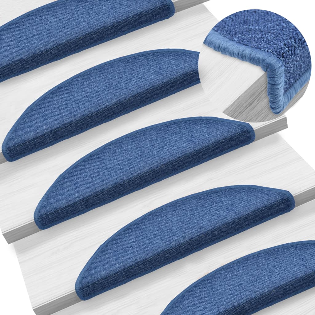 Stair Mats 10 pcs 56x17x3 cm Blue Half Round