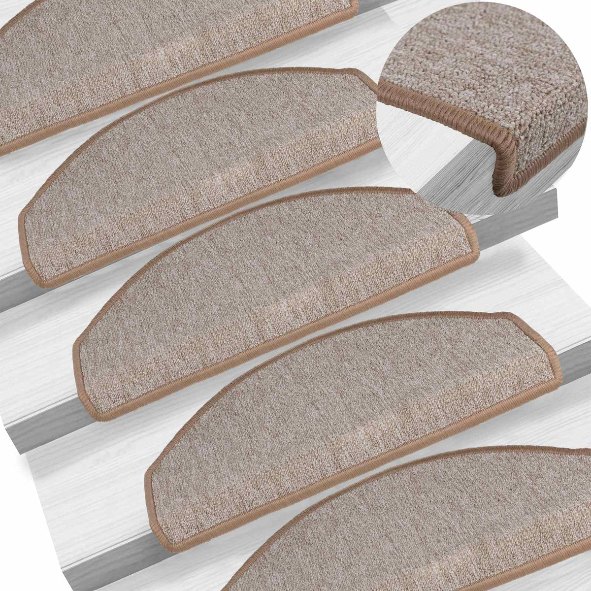 Stair Mats 10 pcs 65x24x4 cm Light Brown Half Round Large