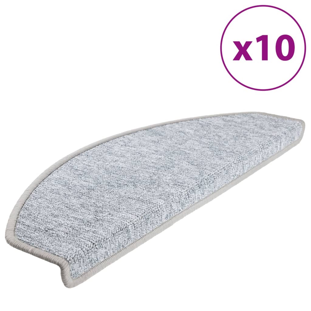 vidaXL Stair Mats 10 pcs 65x24x4 cm Light Grey