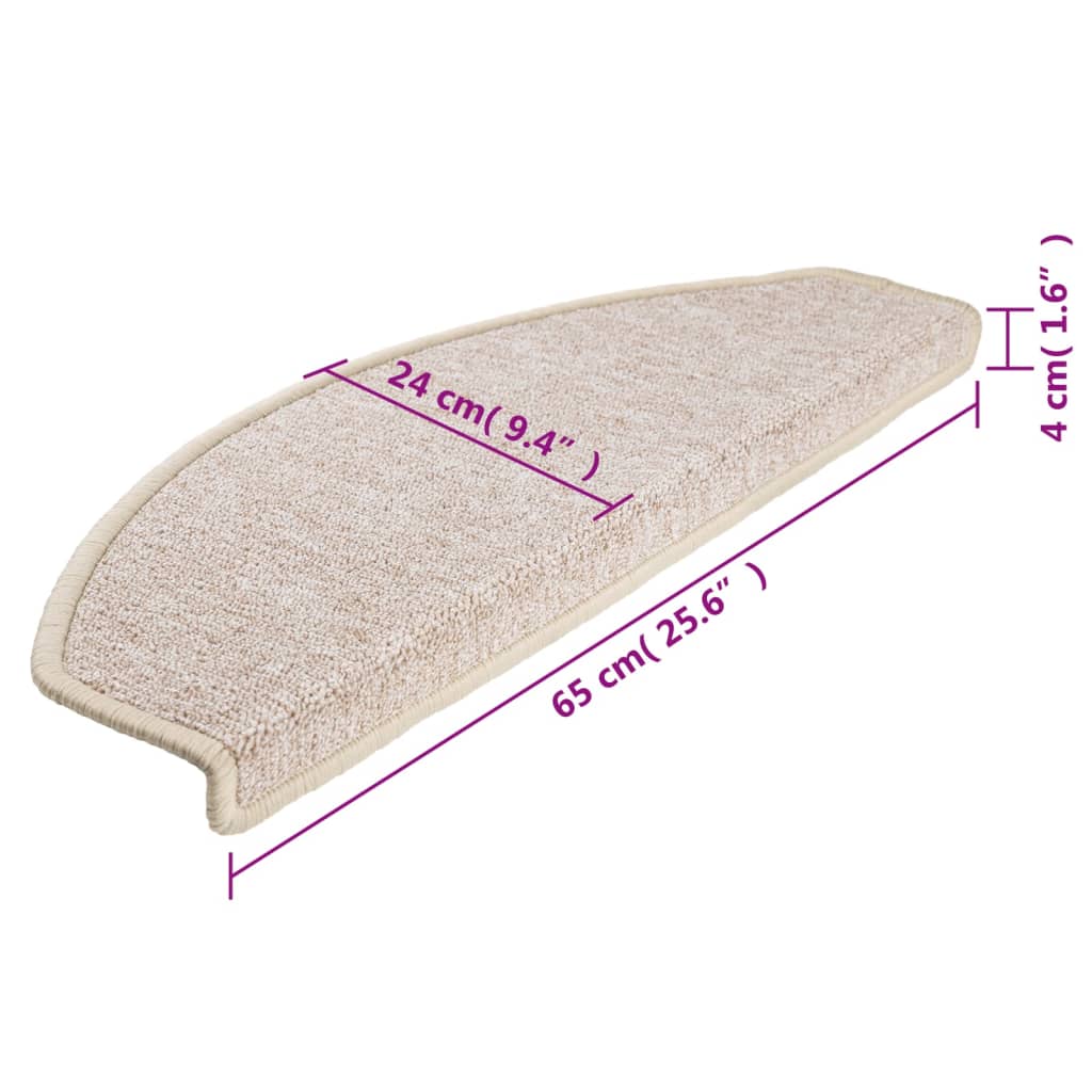 Stair Mats 10 pcs 65x24x4 cm Taupe Half Round Large
