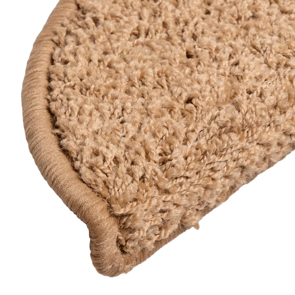 Stair Mats 10 pcs 56x17x3 cm Beige Half Round