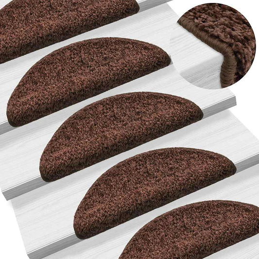 Stair Mats 10 pcs 56x17x3 cm Brown Half Round