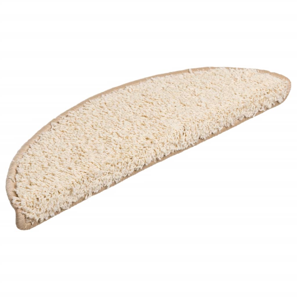 Stair Mats 10 pcs 56x17x3 cm Cream Half Round