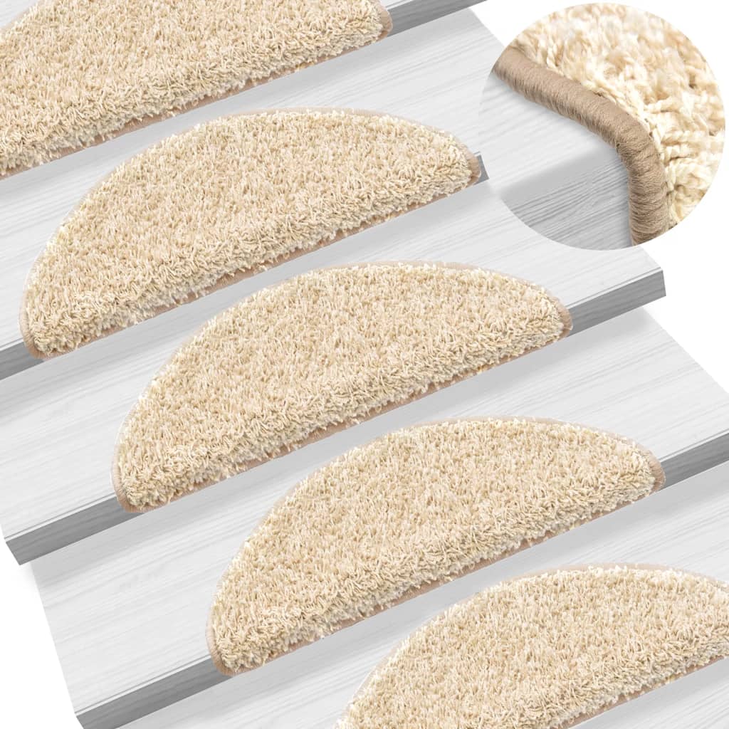 Stair Mats 10 pcs 56x17x3 cm Cream Half Round