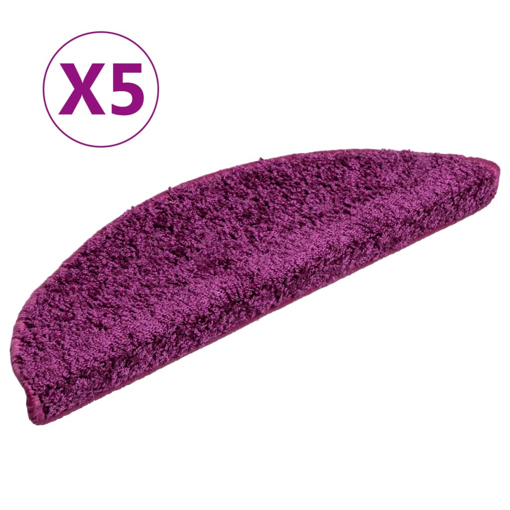 vidaXL Stair Mats 5 pcs 56x17x3 cm Violet