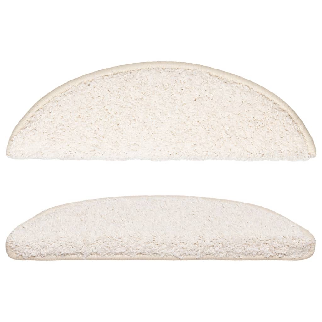 Stair Mats 10 pcs 56x17x3 cm White Half Round