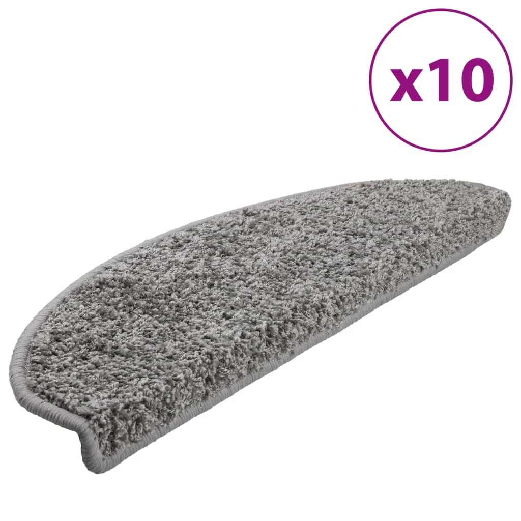 vidaXL Stair Mats 10 pcs 65x21x4 cm Grey