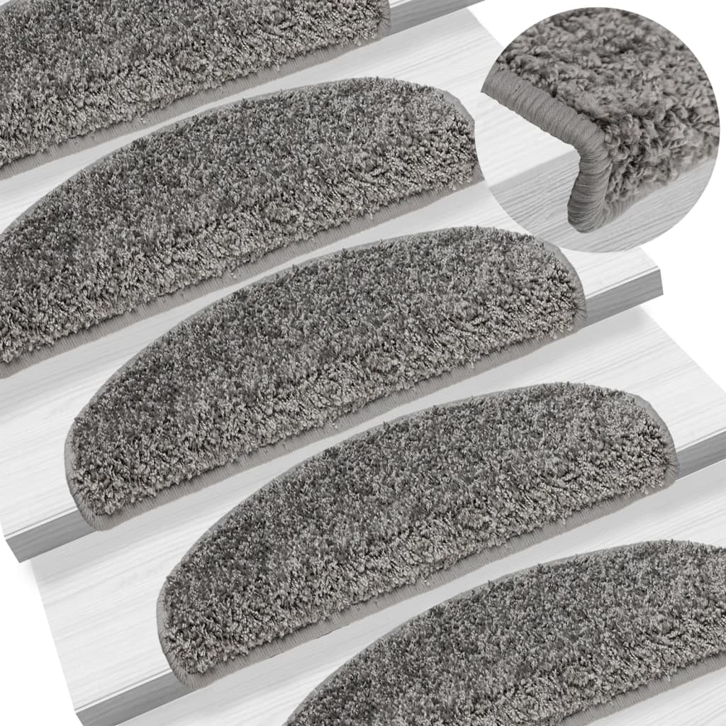 vidaXL Stair Mats 10 pcs 65x21x4 cm Grey