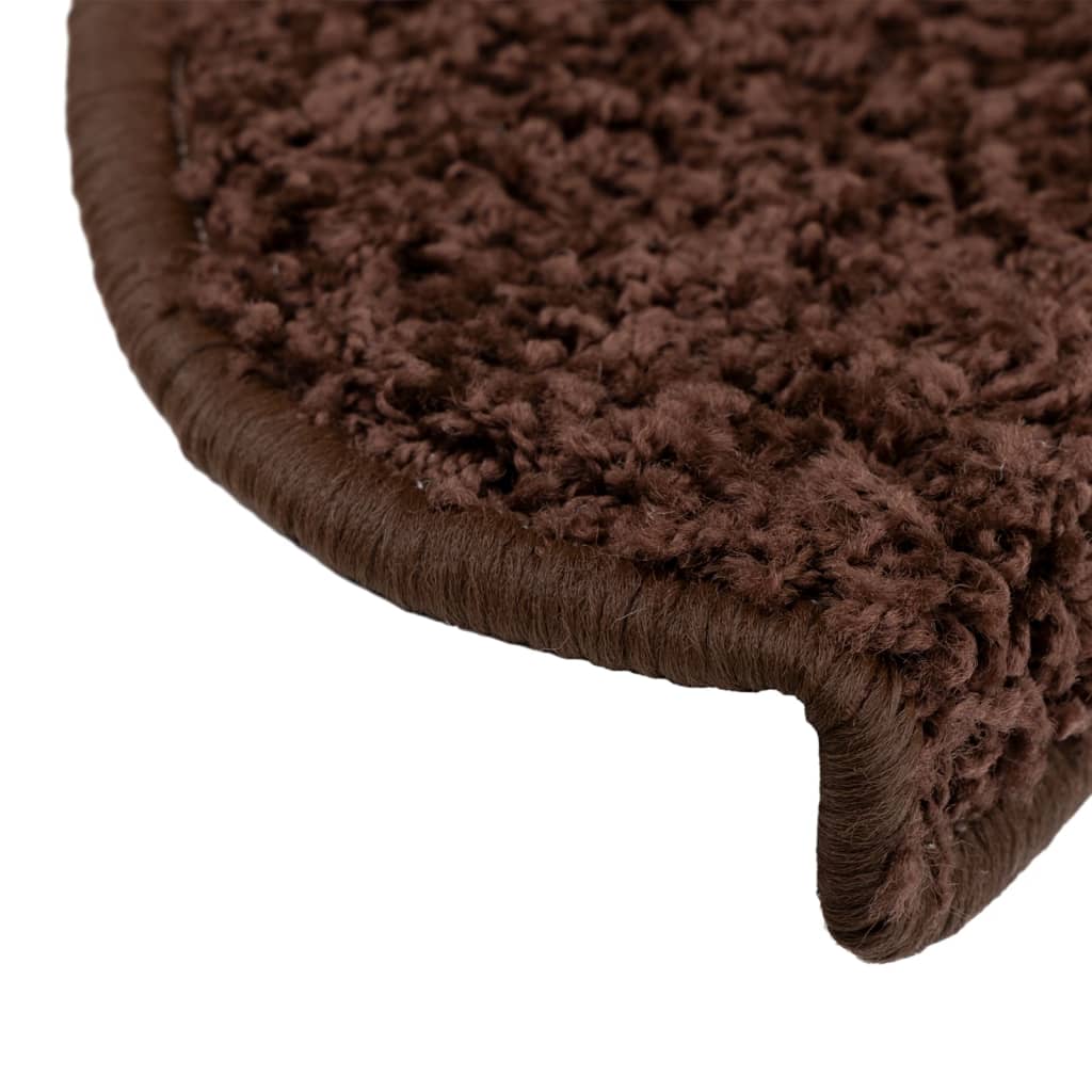 Stair Mats 10 pcs 65x21x4 cm Brown Half Round Large