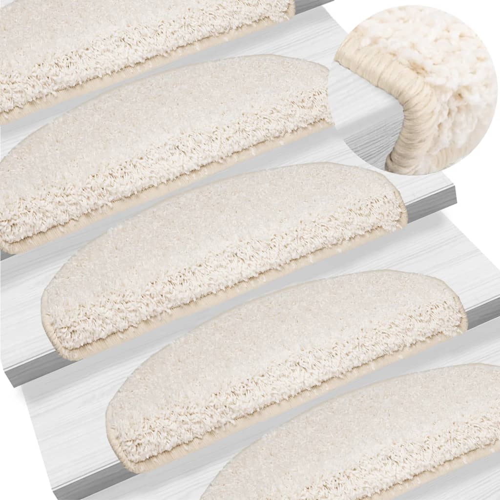 Stair Mats 10 pcs 65x21x4 cm White Half Round Large