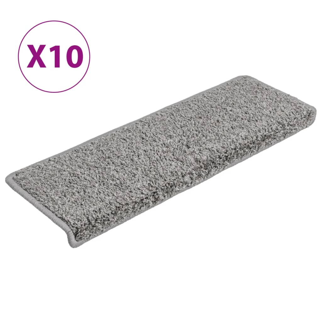 vidaXL Stair Mats 10 pcs 65x21x4 cm Grey