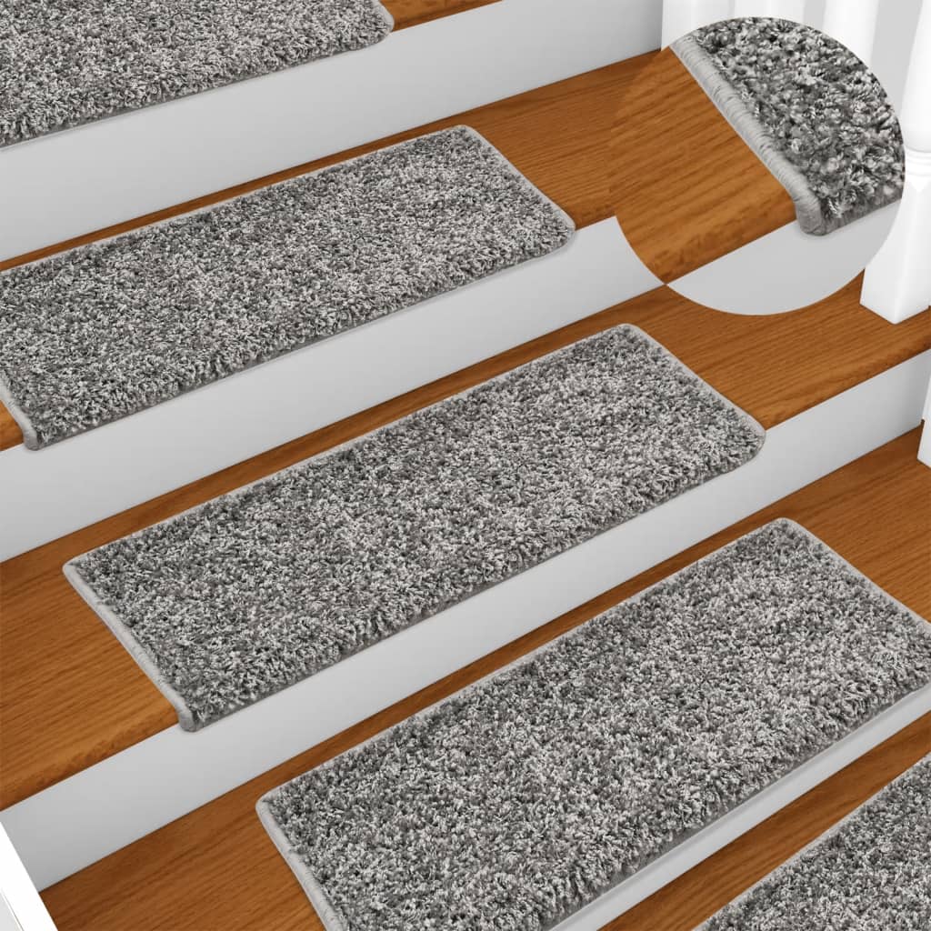 vidaXL Stair Mats 10 pcs 65x21x4 cm Grey