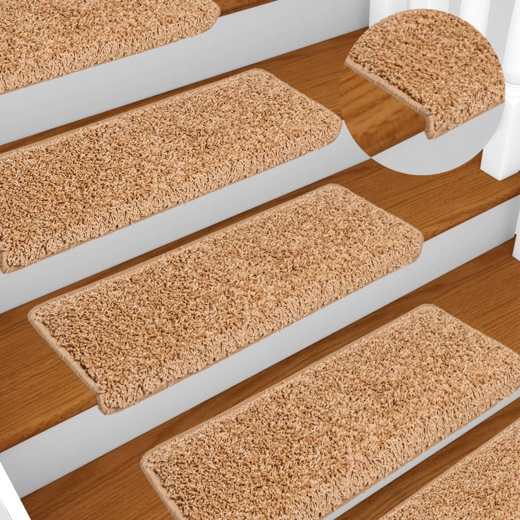 Stair Mats 10 pcs 65x21x4 cm Beige Rectangular Edge