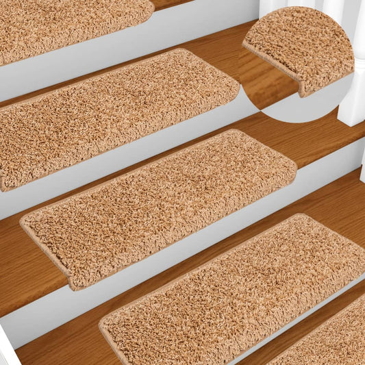 Stair Mats 10 pcs 65x21x4 cm Beige Rectangular Edge