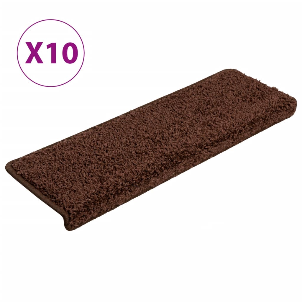 vidaXL Stair Mats 10 pcs 65x21x4 cm Brown