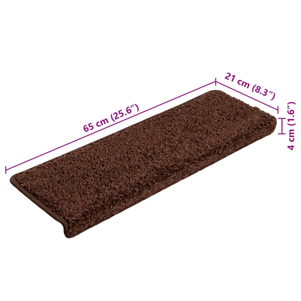 vidaXL Stair Mats 10 pcs 65x21x4 cm Brown