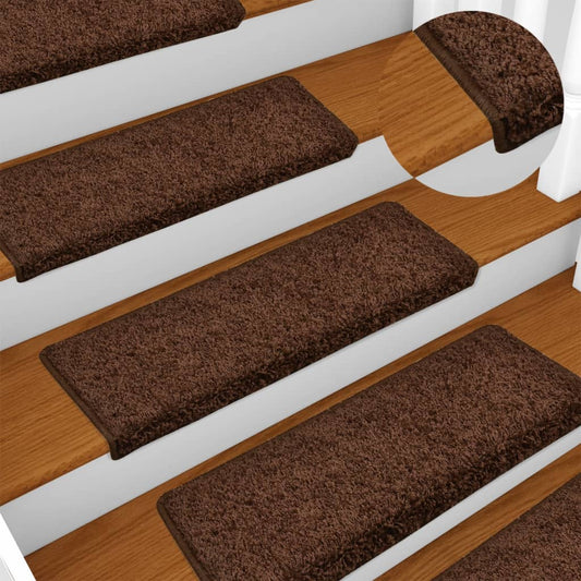 vidaXL Stair Mats 10 pcs 65x21x4 cm Brown