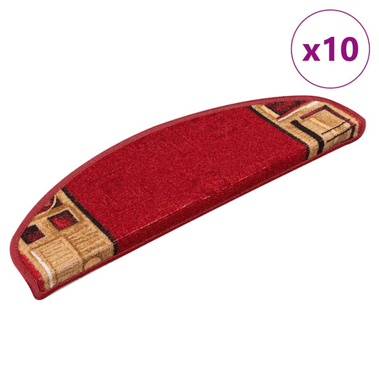Stair Mats Self-adhesive 10 pcs 65x21x4 cm Red