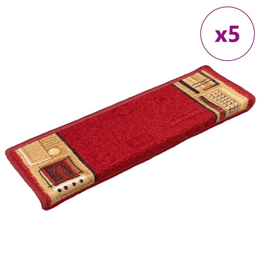 Stair Mats Self-adhesive 5 pcs 65x21x4 cm Red