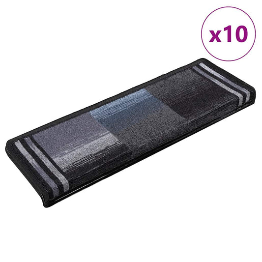 Stair Mat | Set of 10 | Black and Grey | 100% Polyamide | 65 x 21 x 4 cm