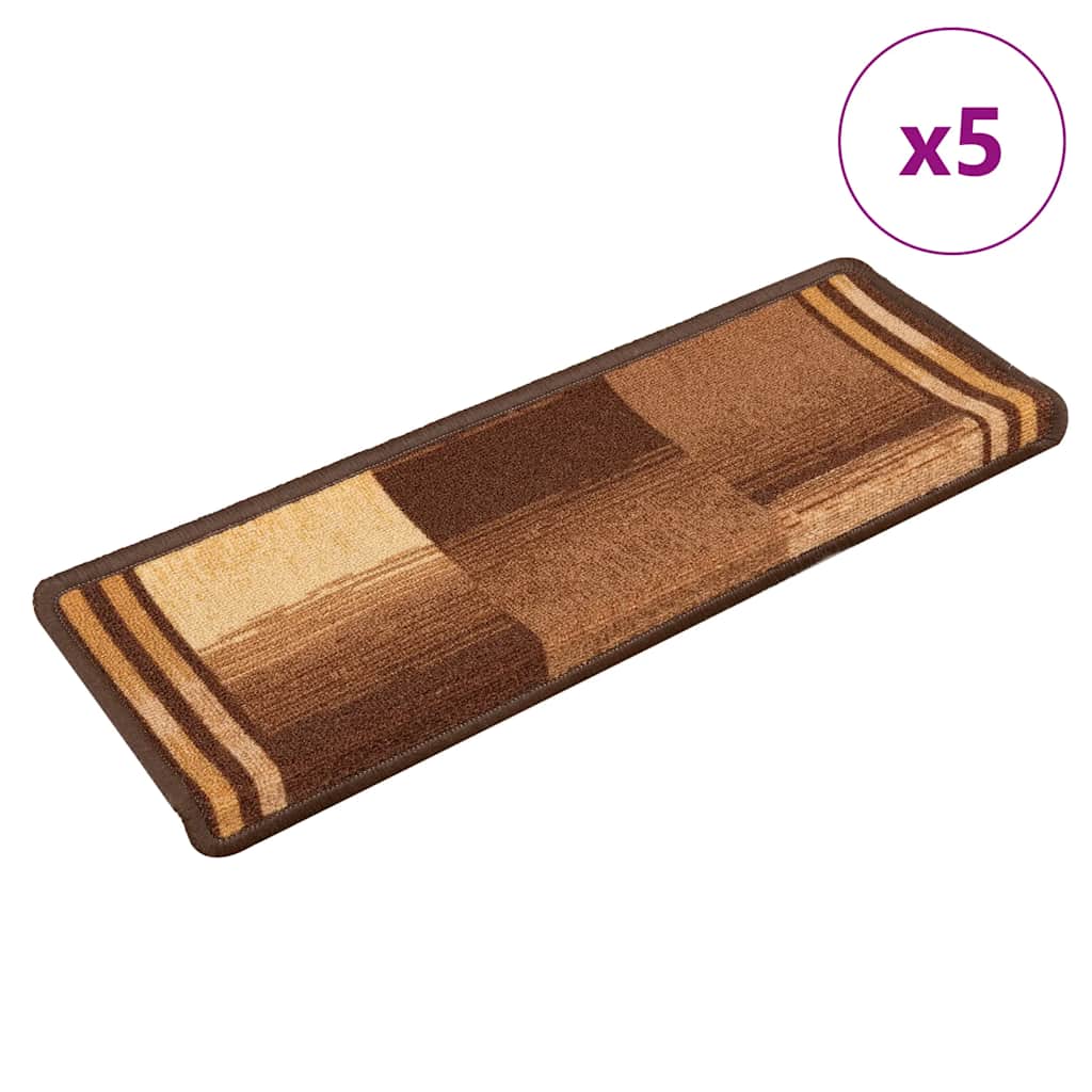 Stair Mat | Set of 5 | Brown | 100% Polyamide tufted | 65x21x4cm