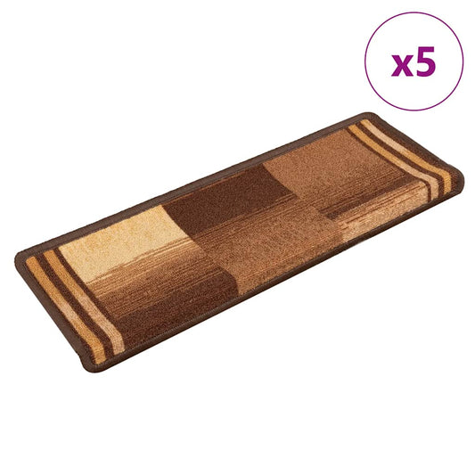 Stair Mat | Set of 5 | Brown | 100% Polyamide tufted | 65x21x4cm