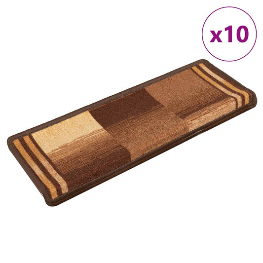 Stair Mat | Set of 10 | Brown | 100% Polyamide | Standard | Stair Mat