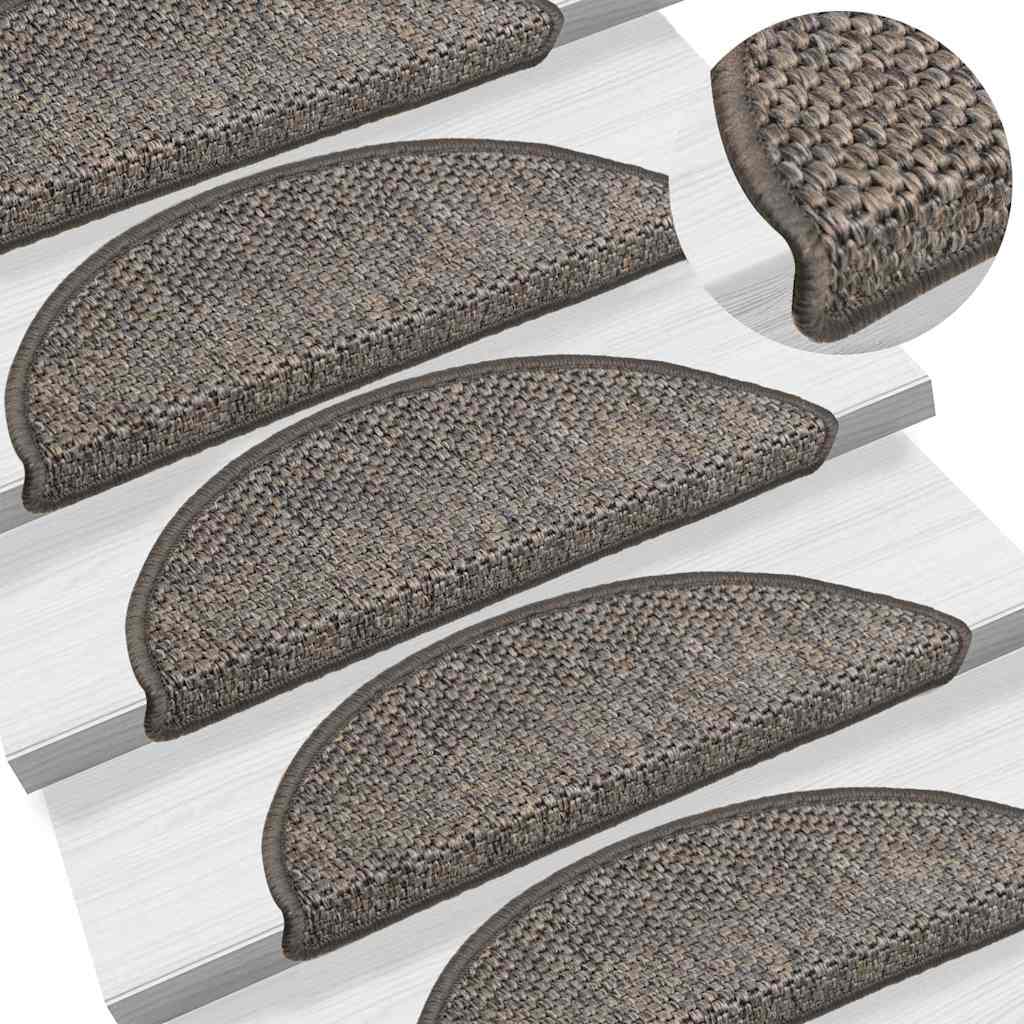 Stair Mats Self-adhesive Sisal-Look 15 pcs 56x17x3cm Grey&Beige
