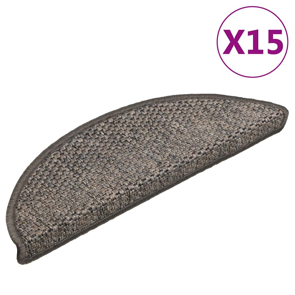 Stair Mats Self-adhesive Sisal-Look 15 pcs 56x17x3cm Grey&Beige