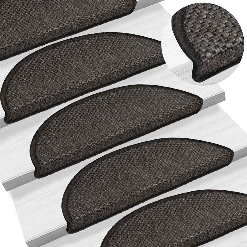 Self-adhesive Stair Mats Sisal-Look 15 pcs 56x20 cm Anthracite
