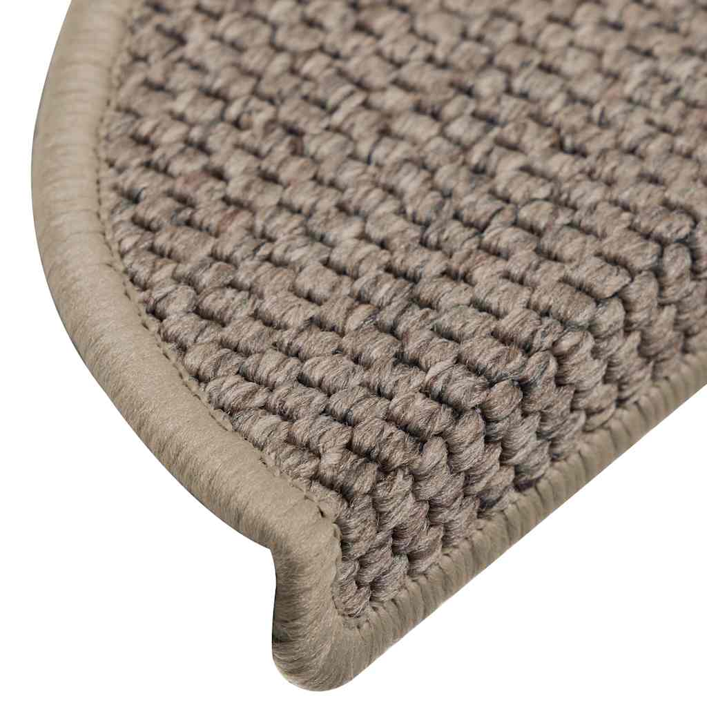 Stair Mats Self-adhesive Sisal-Look 15 pcs 56x17x3 cm Dark Beige