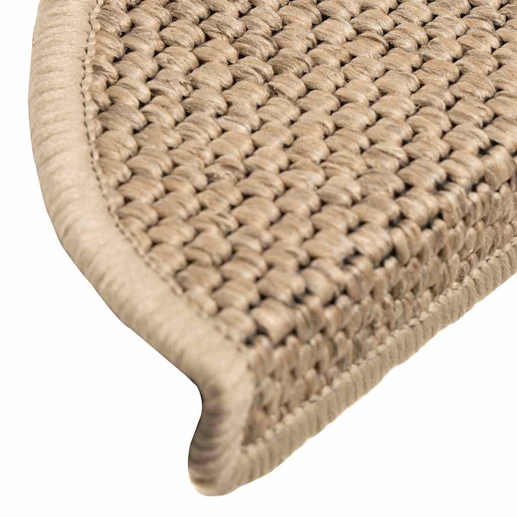 Stair Mats Self-adhesive Sisal-Look 15 pcs 56x17x3 cm Sand