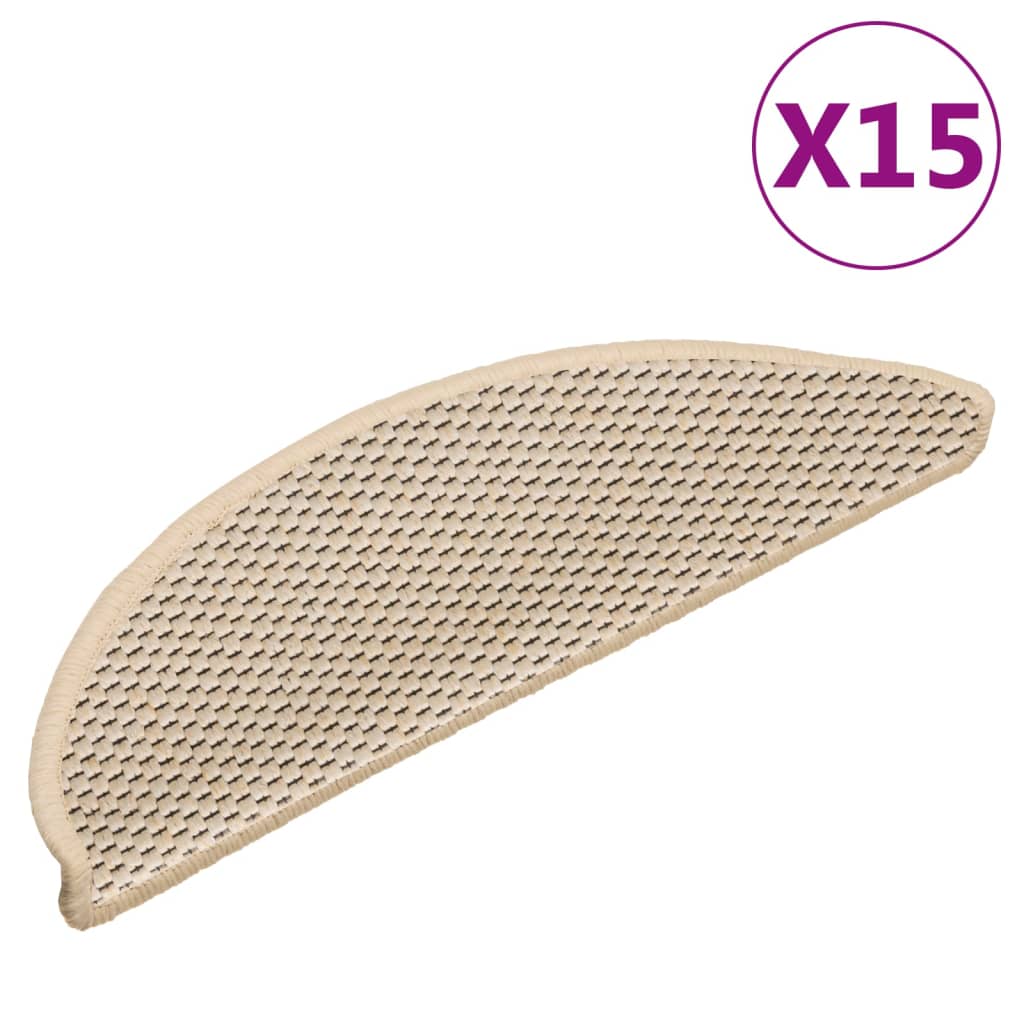 vidaXL Stair Mats Self-adhesive Sisal-Look 15 pcs 56x17x3 cm Berber