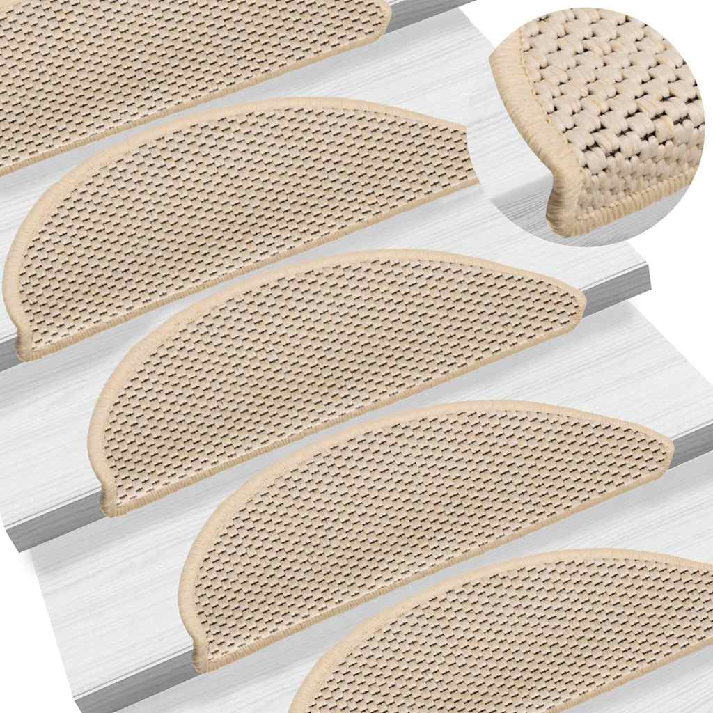 Stair Mats Self-adhesive Sisal-Look 15 pcs 56x17x3 cm Berber