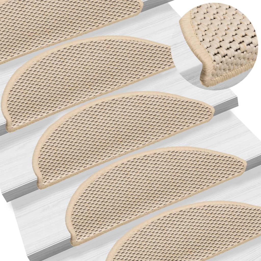 vidaXL Stair Mats Self-adhesive Sisal-Look 15 pcs 56x17x3 cm Berber