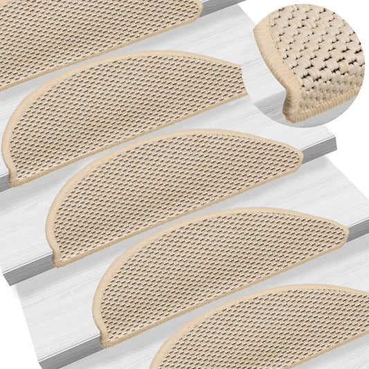 vidaXL Stair Mats Self-adhesive Sisal-Look 15 pcs 56x17x3 cm Berber