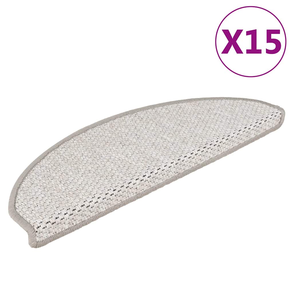 Stair Mats Self-adhesive Sisal-Look 15 pcs 65x21x4 cm Platina