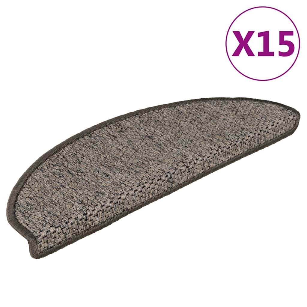 Stair Mats Self-adhesive Sisal-Look 15 pcs 65x21x4cm Grey&Beige