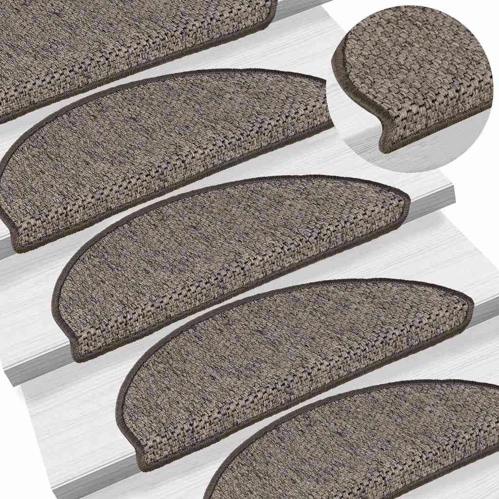 Stair Mats Self-adhesive Sisal-Look 15 pcs 65x21x4cm Grey&Beige