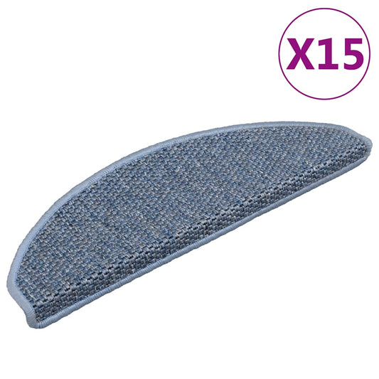 Stair Mat | Set of 15 | Blue | 89% polypropylene, 5% polyester, 6% cotton