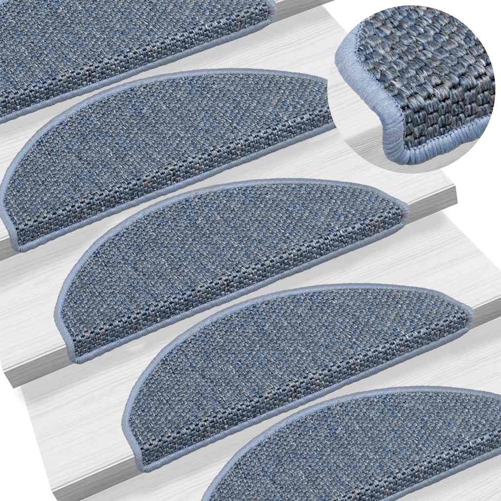 Stair Mats Self-adhesive Sisal-Look 15 pcs 65x21x4 cm Blue