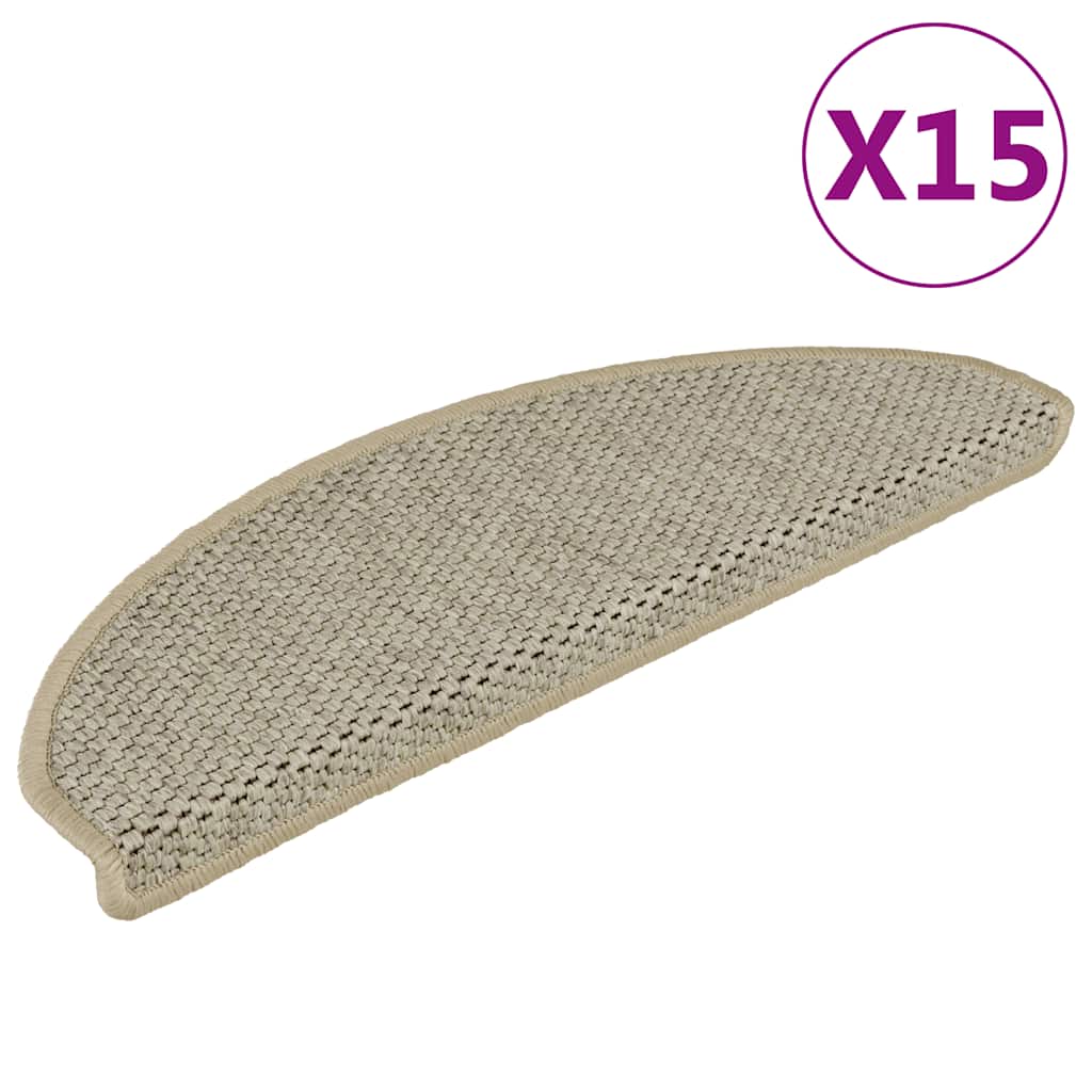 Stair Mats Self-adhesive Sisal-Look 15 pcs 65x21x4 cm Light Green