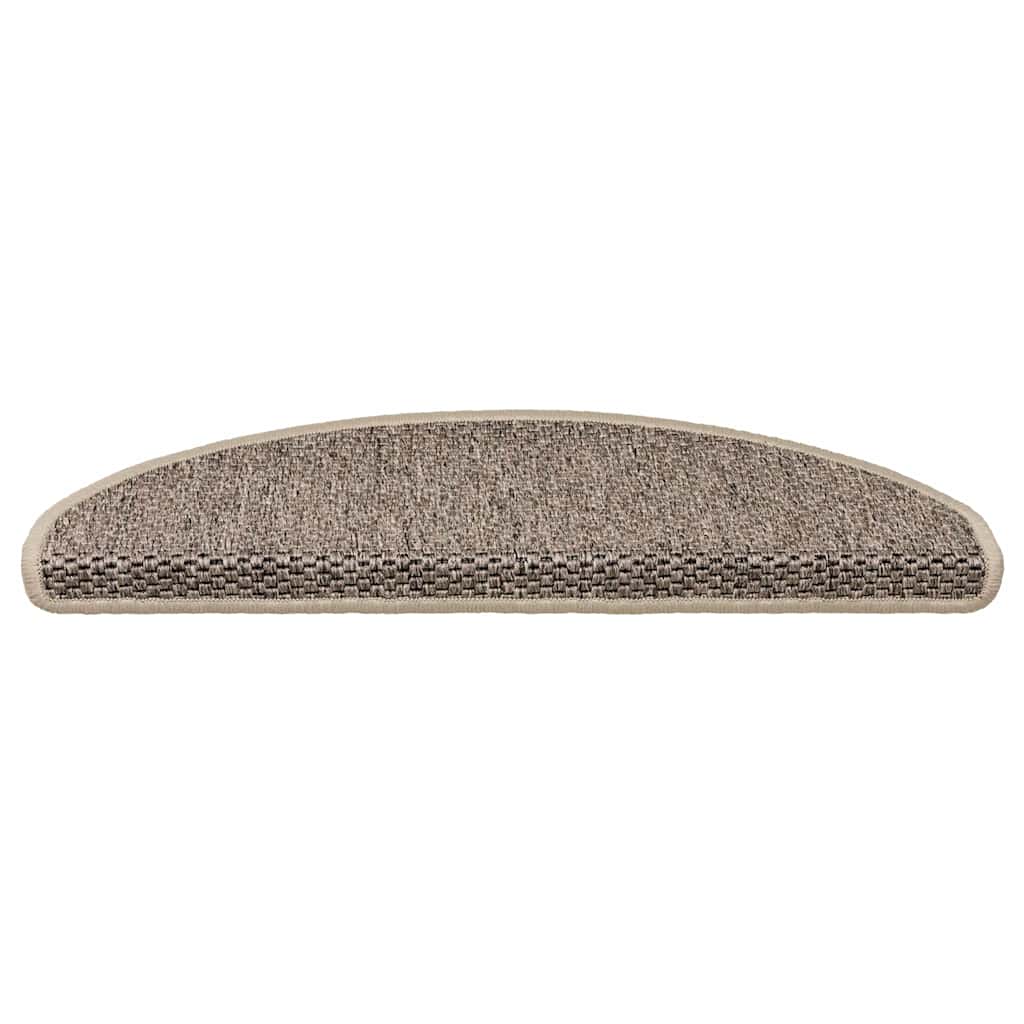 Stair Mats Self-adhesive Sisal-Look 15 pcs 65x21x4 cm Dark Beige