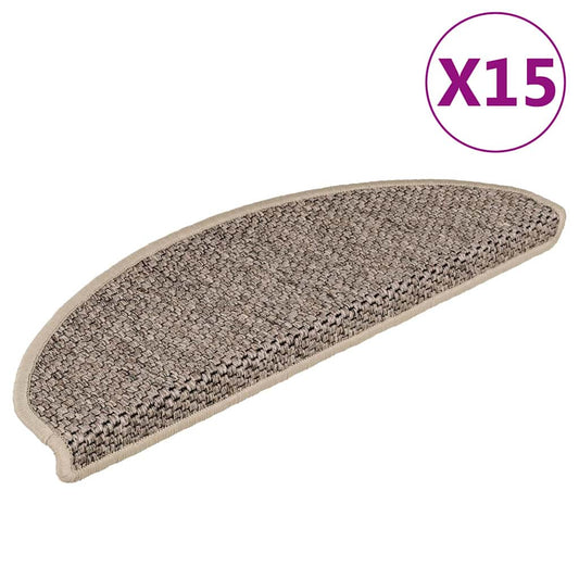 Stair Mats Self-adhesive Sisal-Look 15 pcs 65x21x4cm Dark Beige