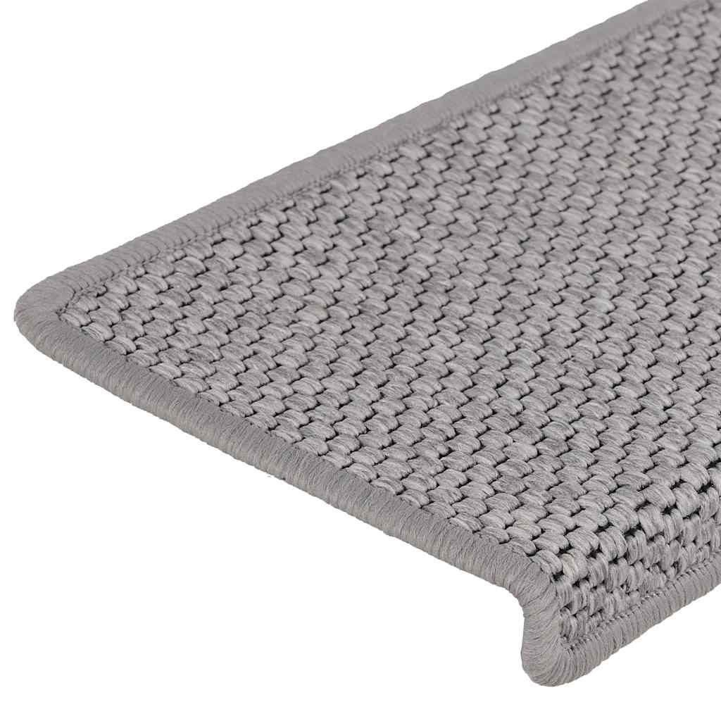 vidaXL Stair Mats Self-adhesive Sisal-Look 15 pcs 65x21x4 cm Silver