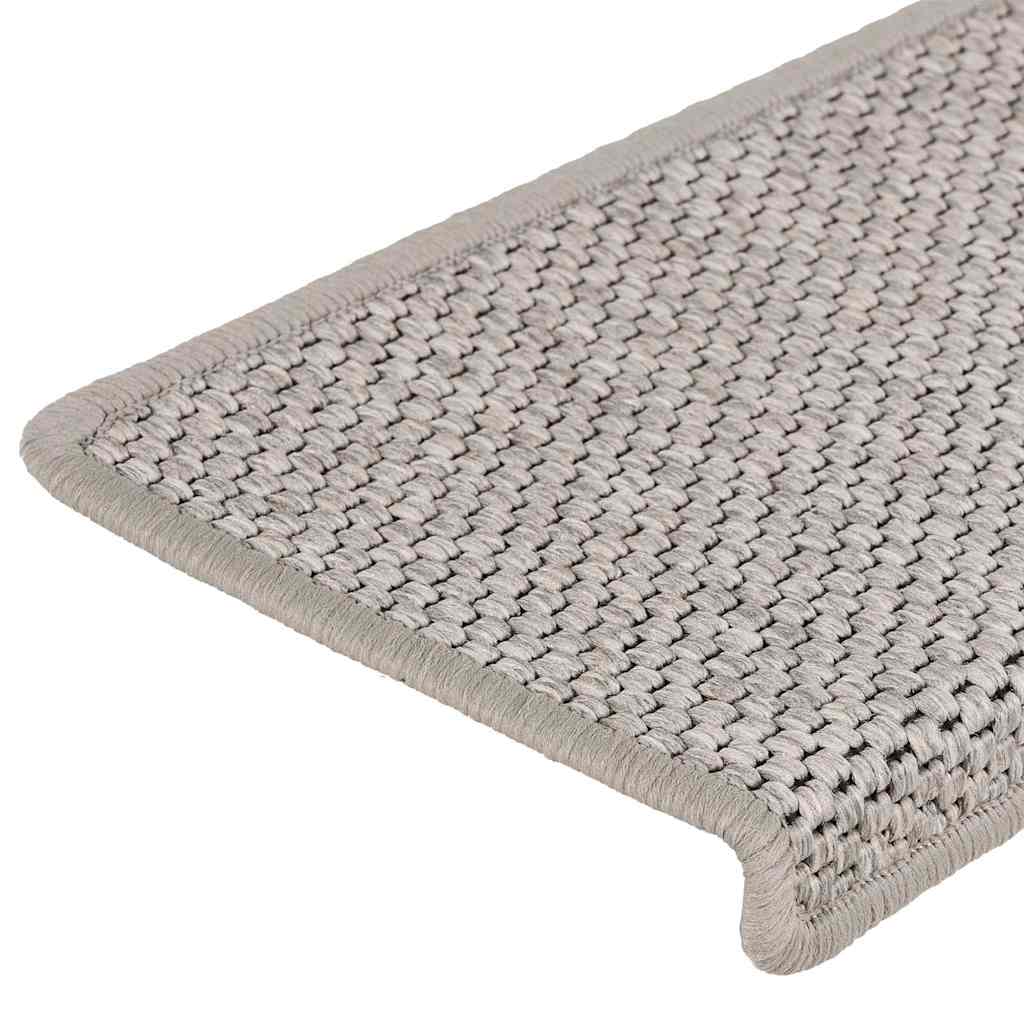 Stair Mats Self-adhesive Sisal-Look 15 pcs 65x21x4 cm Silver