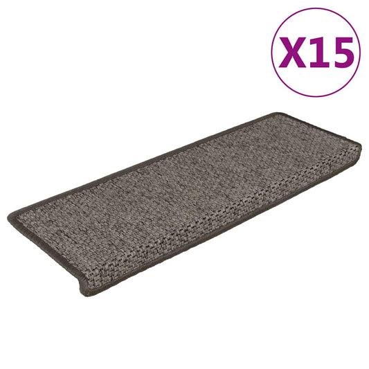 Stair Mats Self-adhesive Sisal-Look 15 pcs 65x21x4cm Grey&Beige