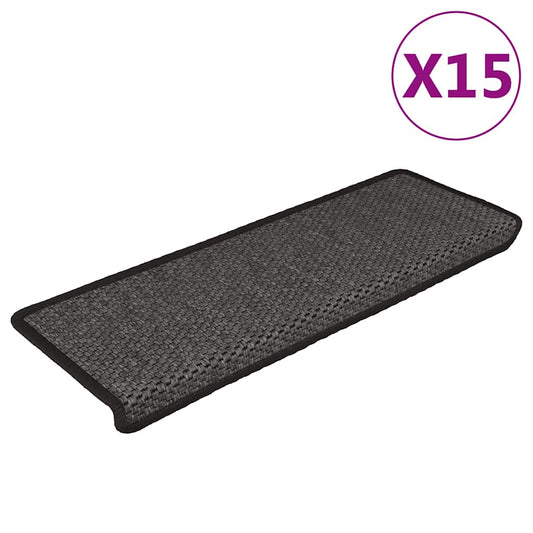 Stair Mats Self-adhesive Sisal-Look 15 pcs 65x21x4cm Anthracite