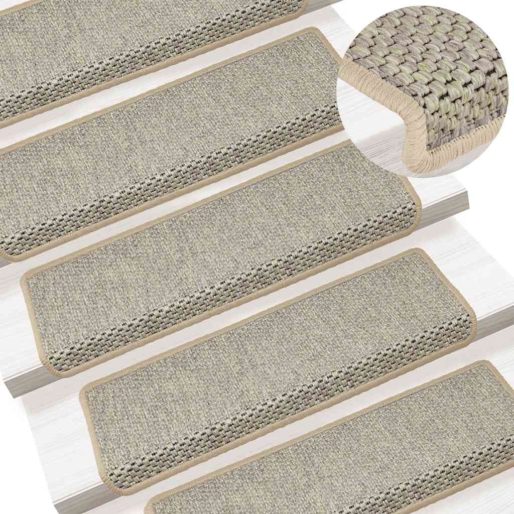 Stair Mats Self-adhesive Sisal-Look 15 pcs 65x21x4 cm Light Green