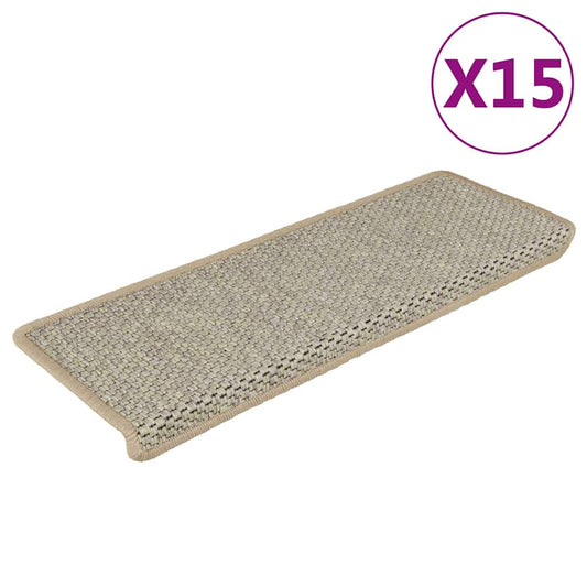Stair Mats Self-adhesive Sisal-Look 15pcs 65x21x4cm Light Green